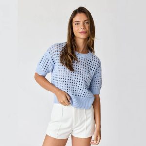 Camisa Croché Baby Blue
