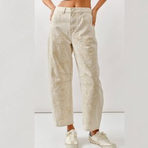Pantalón Bordado beige