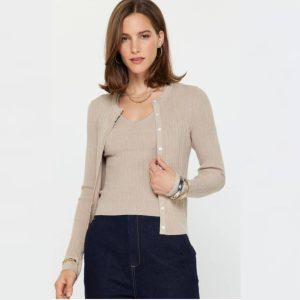 Set Cardigan/Camisa Beige
